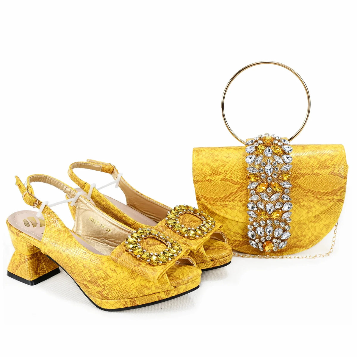 doershow Italian Shoe and Bag Set New 2024 Women Shoes and Bag Set In Italy YELLOW Italian Shoes with Matching Bag Hgv1-2