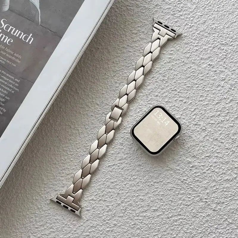 Apple Watch Herringbone Stainless Steel Band, Starlight