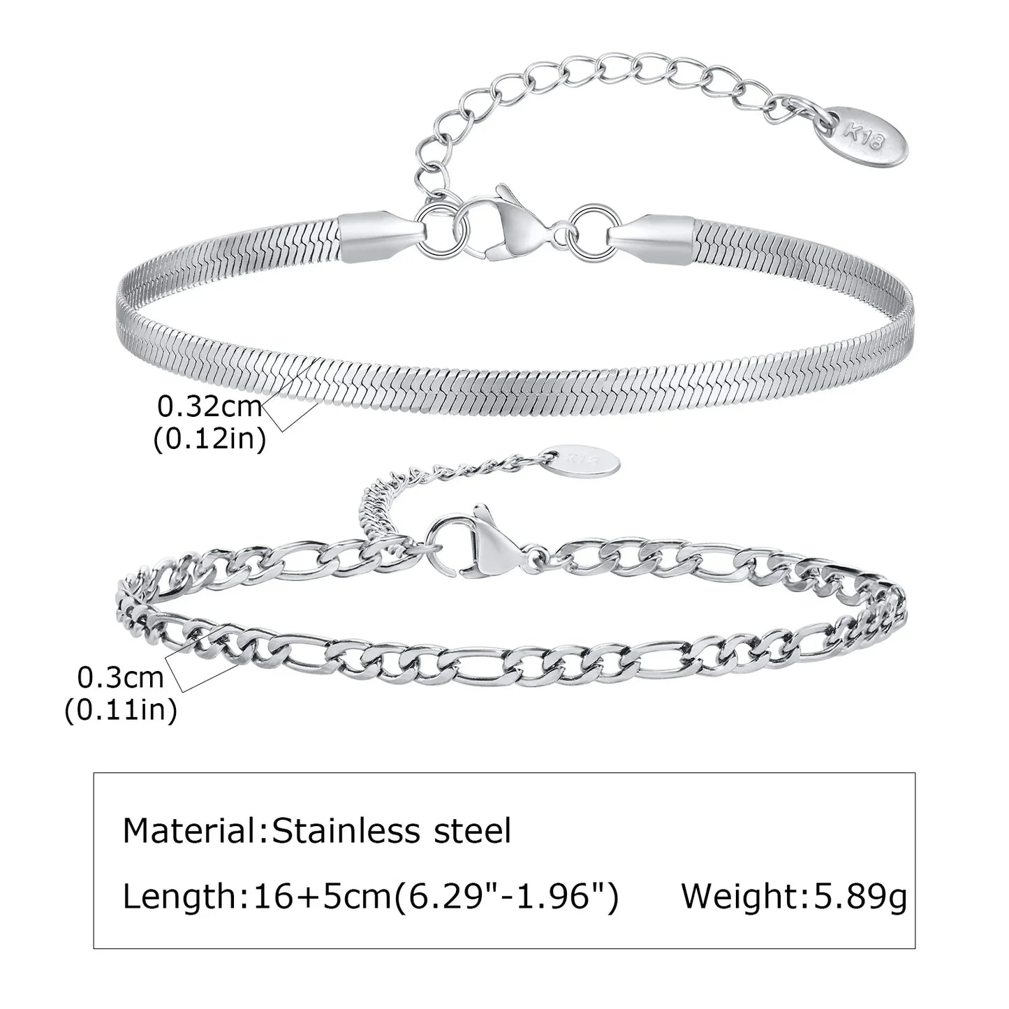 1/2/3pcs Chain Bracelet for, Stainless Steel Twisted Rope Cuban Chain