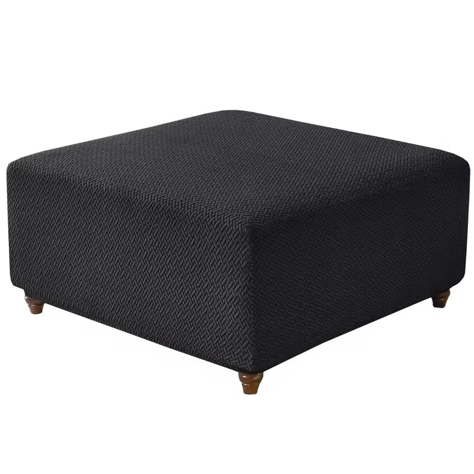 T-Shape Jacquard Square Stool Cover Ottoman Stool Cover Elastic Sofa Footrest Slipcovers for Living Room Office Home Decor