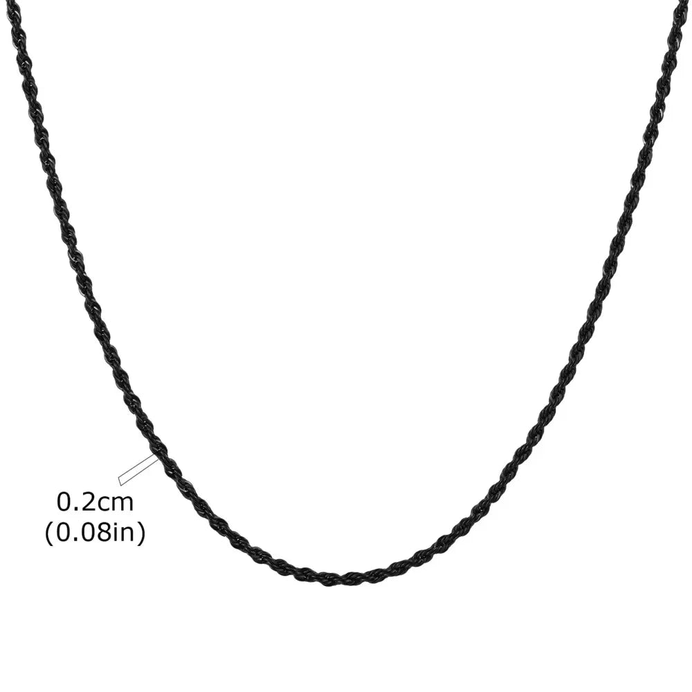 Vnox Twist Rope Chain Necklace for Men Women | Waterproof Stainless Steel Unisex Chain