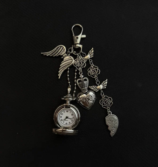 Original Hollow Heart Pocket Watch Chain Keychain Design Steampunk Clock Vintage Necklace Pendant Jewelry Watch Men Women Gift
