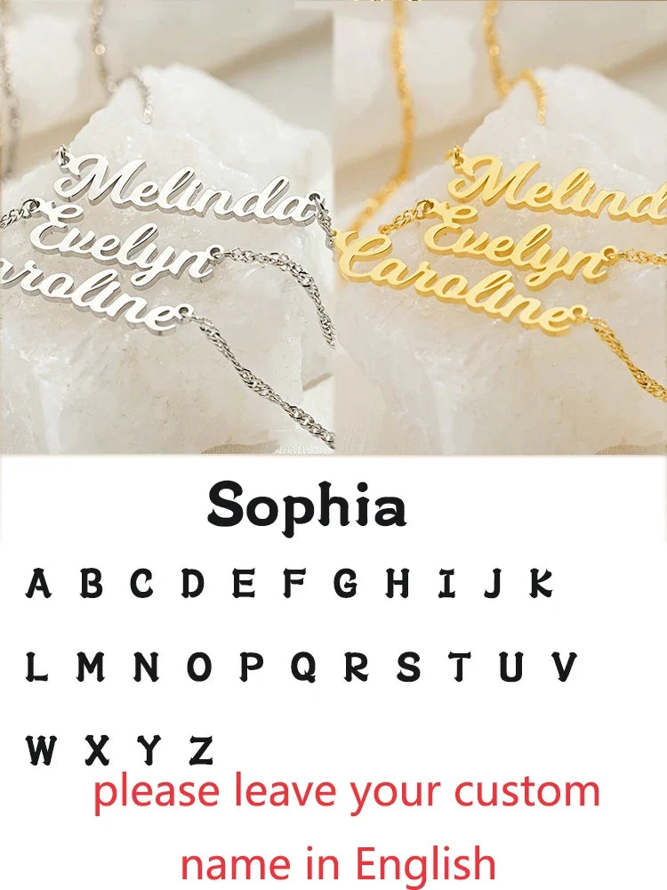 Custom Different Font Name Pendant Necklace for Woman Girls Stainless Steel Nameplate Personalized Choker Necklaces Jewelry Gift