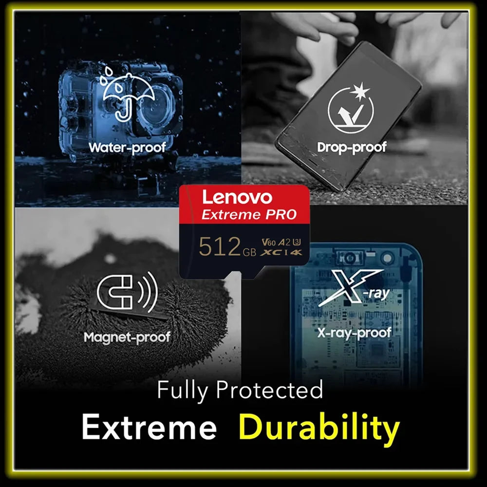 Lenovo 512GB Game-Exclusive Micro TF SD Card A2 V60 High Speed 4K Ultra-HD Video Flash Card 64GB Memory Card for Phone Camera PC