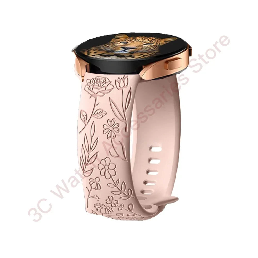 Garmin 18/20/22mm Quick Release Rose Engraved Silicone Band