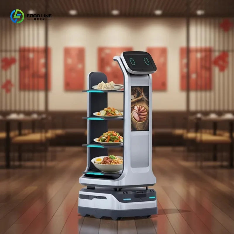 Intelligent 4-Layer Restaurant Delivery Robot Autonomous Waiter Robot With 3D Omnidirectional Obstacle Avoidance