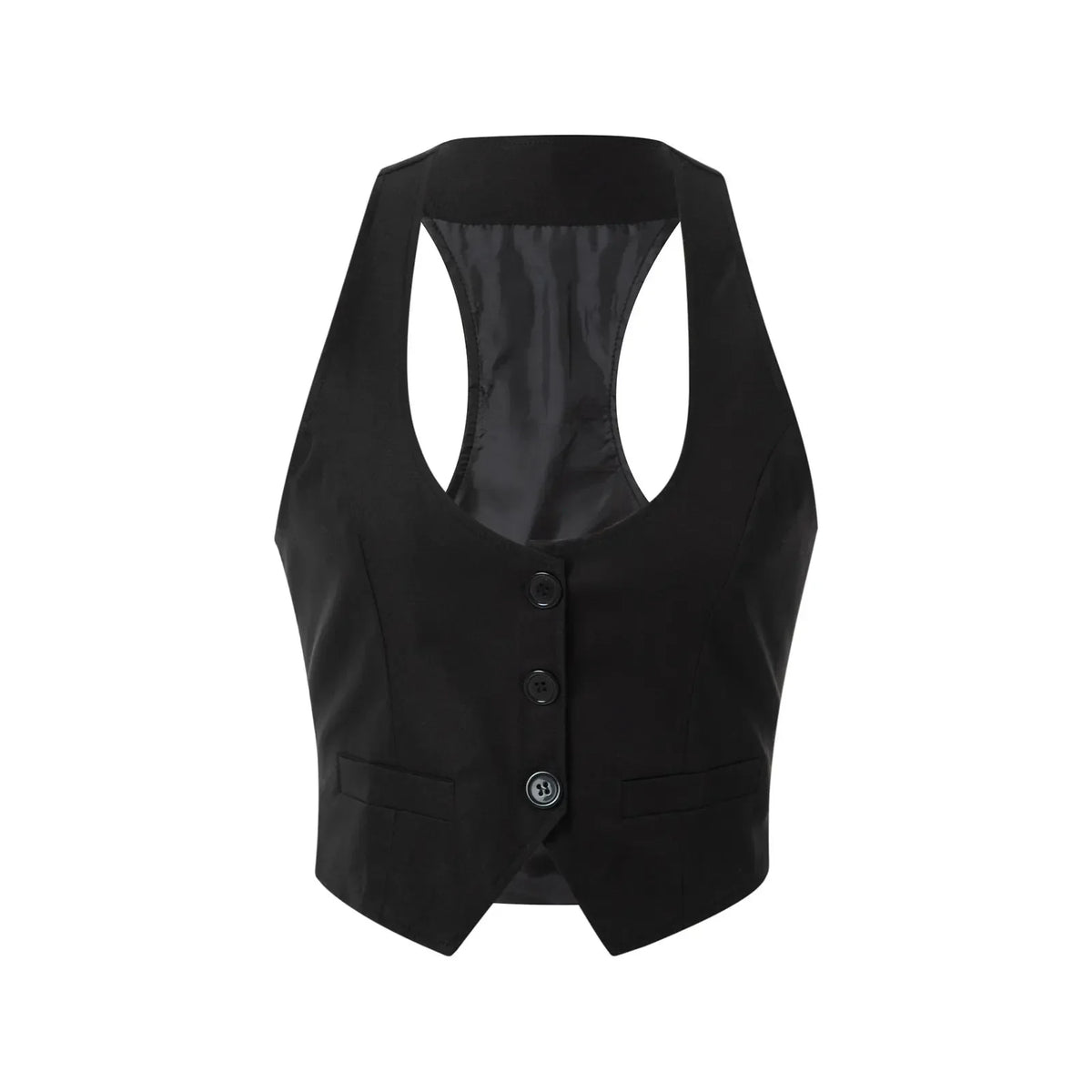 Women Waistcoat  Vintage Sleeveless V Neck Button Down Vest Blazer Fashion Top