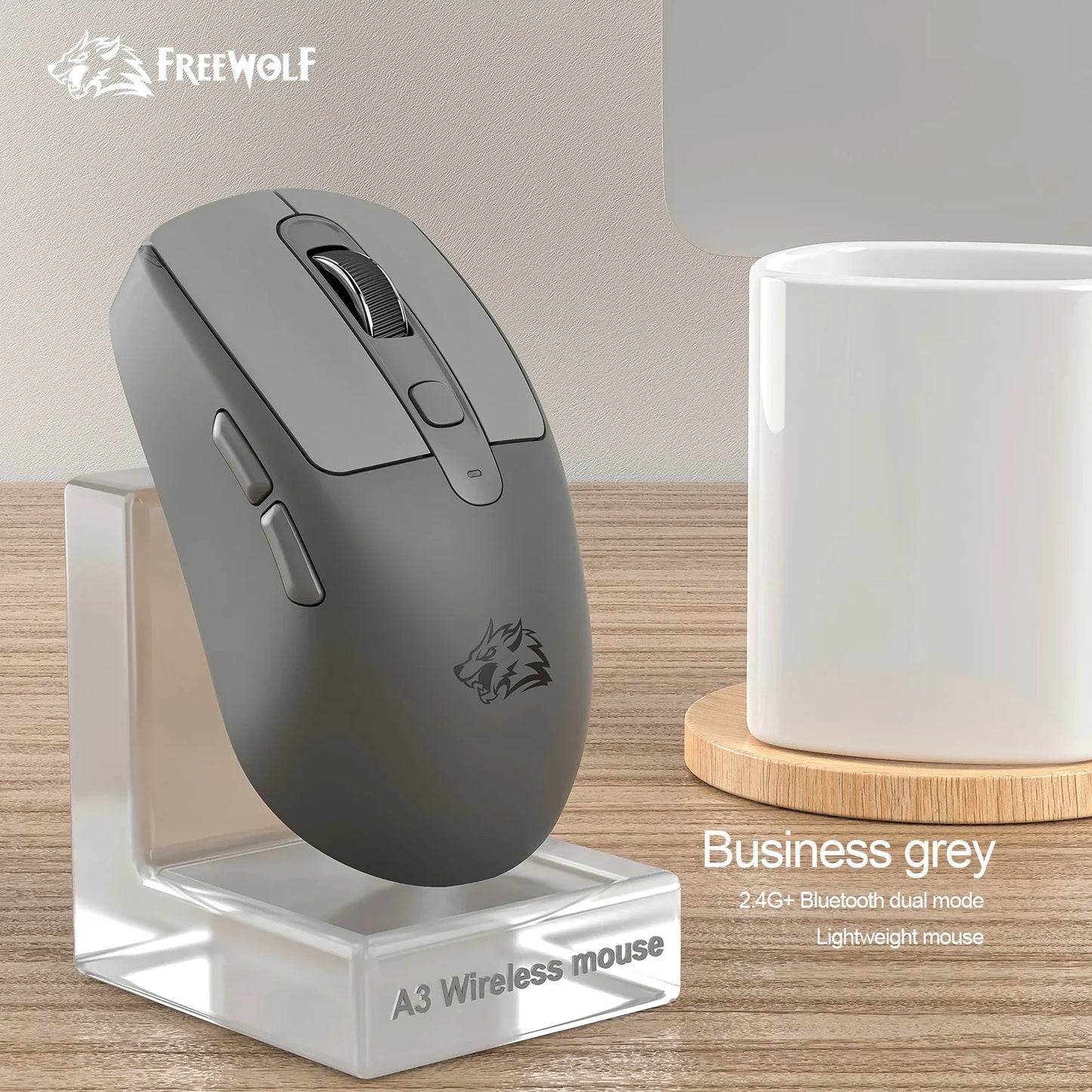 FREEWOLF M68 Wireless Keyboard and Mouse Set Multidevice Connection 68 Keys Mini Keyboard and A3 Mouse Kit PBT keycaps Backlight