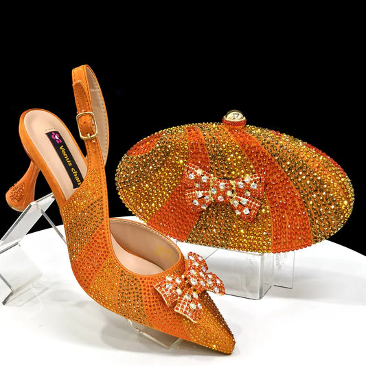 Conjuntos de zapatos y bolsos italianos para fiesta de noche Ho1-1