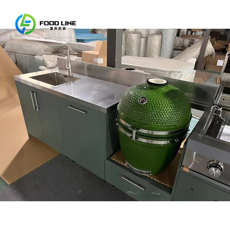 Customized Modern Outdoor Kitchen Cabinet Set Multi Scene BBQ Grill For Garden Camping Open Air Cooking