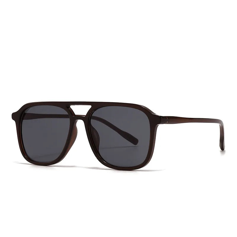 Ins Retro Double Bridge Square Women Sunglasses 2025 Fashion Leopard Print Gradient Lenses Men Trend Gafas de sol UV400