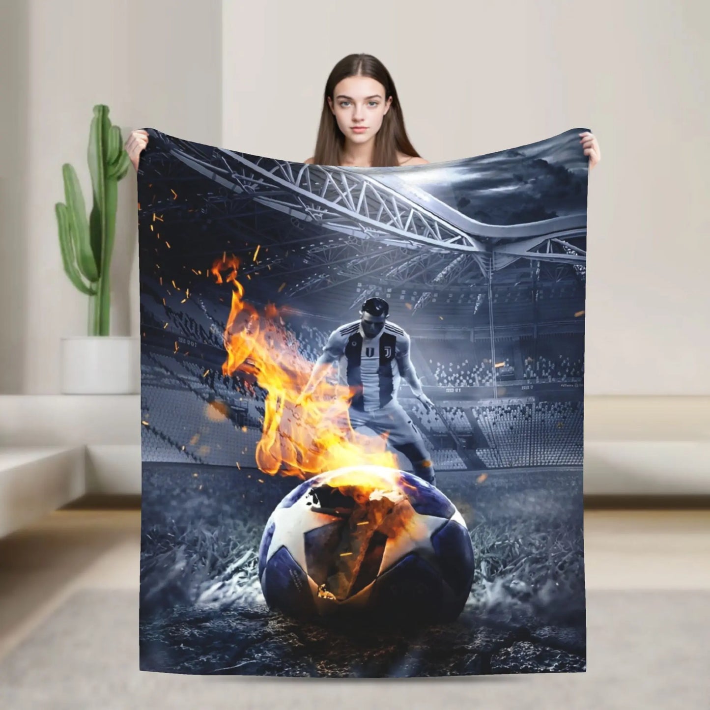 CR7  Football Soccer Blanket Ronaldos Flannel Funny Warm Throw Blanket for Bedding Lounge Decoration