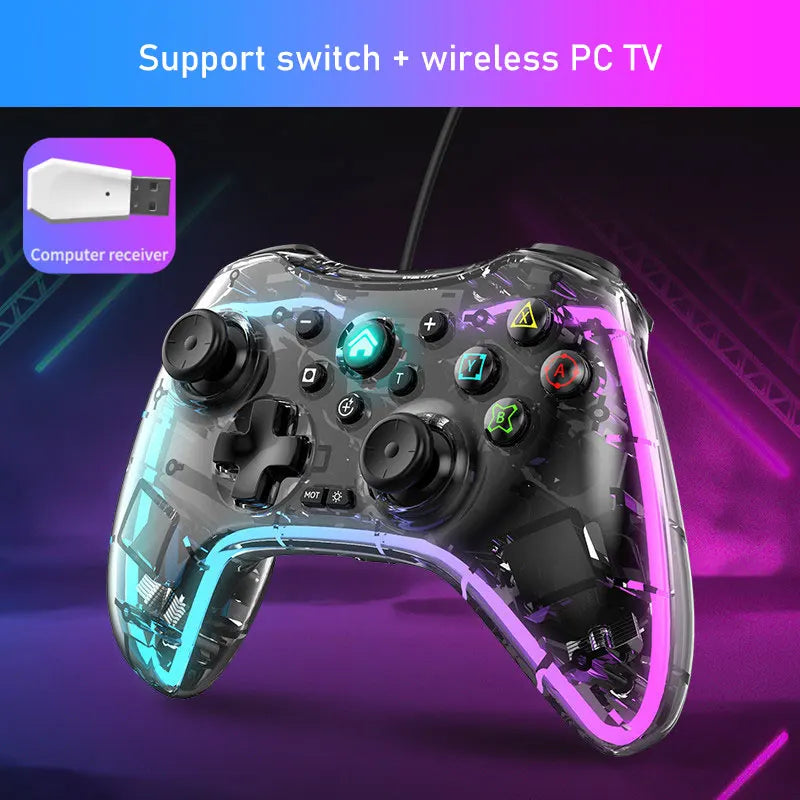 Wireless Game Controller,Ergonomic RGB Light effect Bluetooth Gaming Controller for Switch, PS3 PS4, iPhone,Android Phone,PC