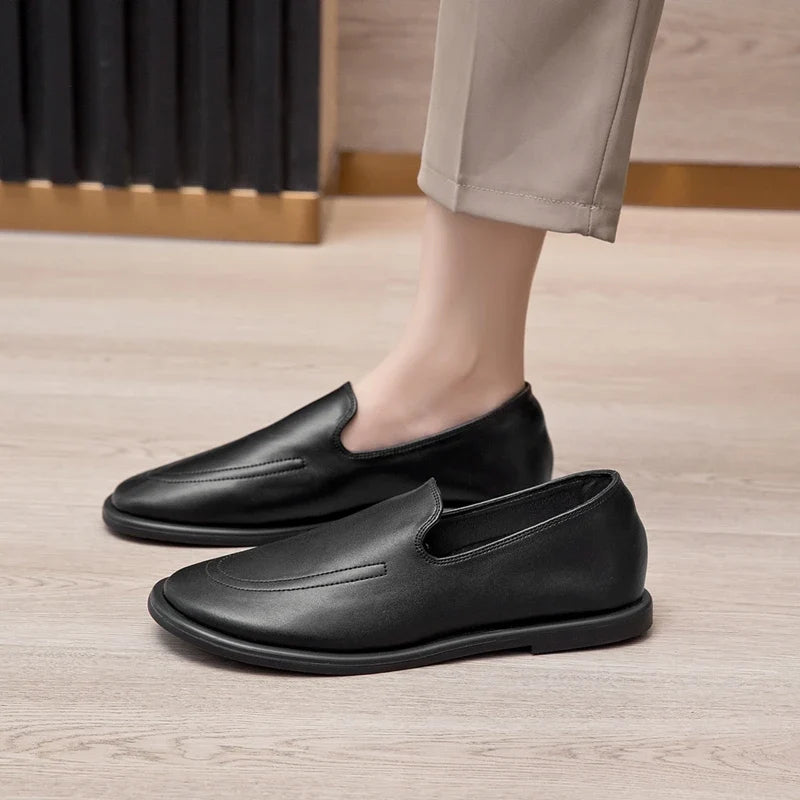 Women's Loafers Genuine Leathe 2026 Non-slip Flat Slip-on Shoes For Women Large-size Cow Suede Shallow-mouth Female Shoes