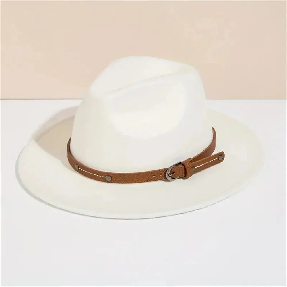 Sombrero Fedora de Lana Unisex – Sombrero de Fieltro de Ala Plana para Otoño e Invierno