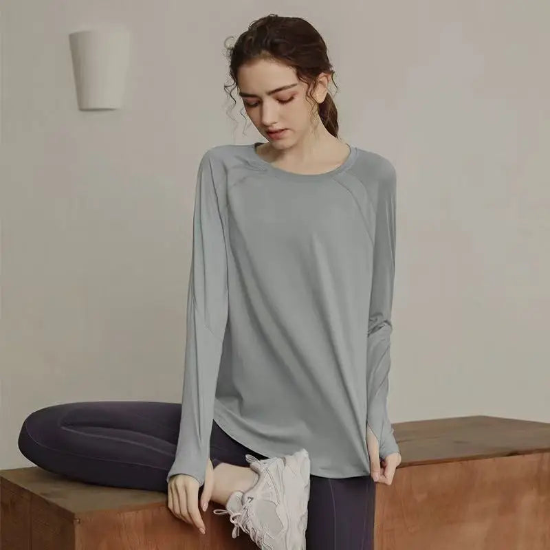 Blusa de manga larga para yoga, ropa de gimnasio para hacer ejercicio