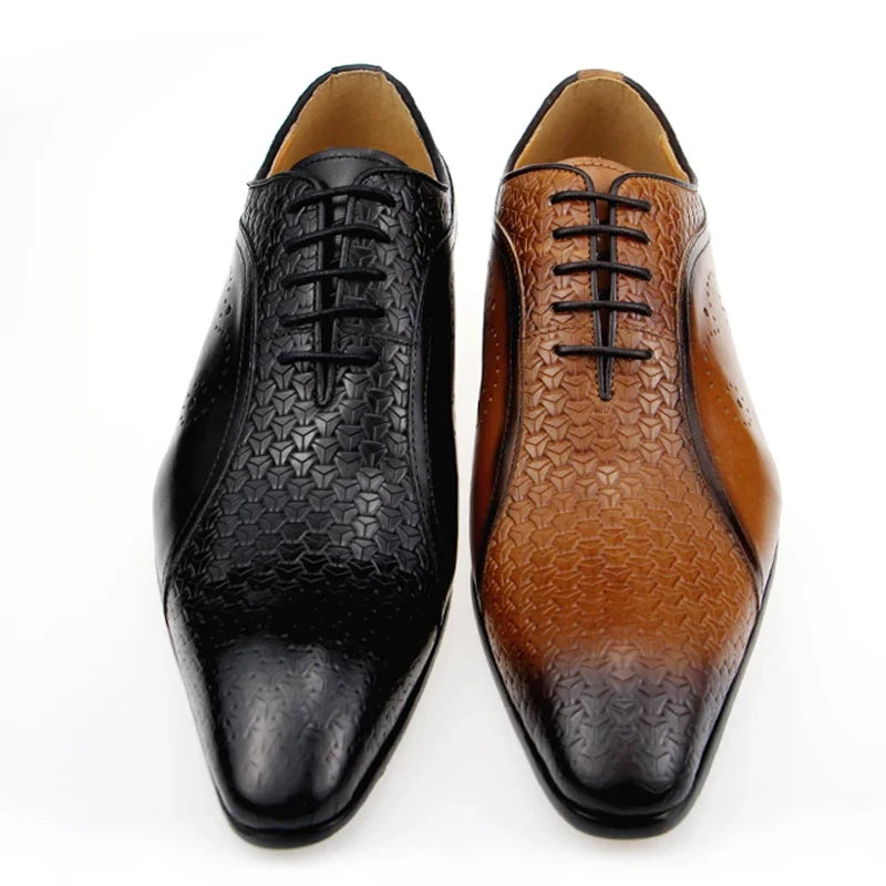 High Quality Formal Genuine Leather Shoes Men's Evening Wedding Comfortable Footwear Side Carving Shoes Black Brown Brogue