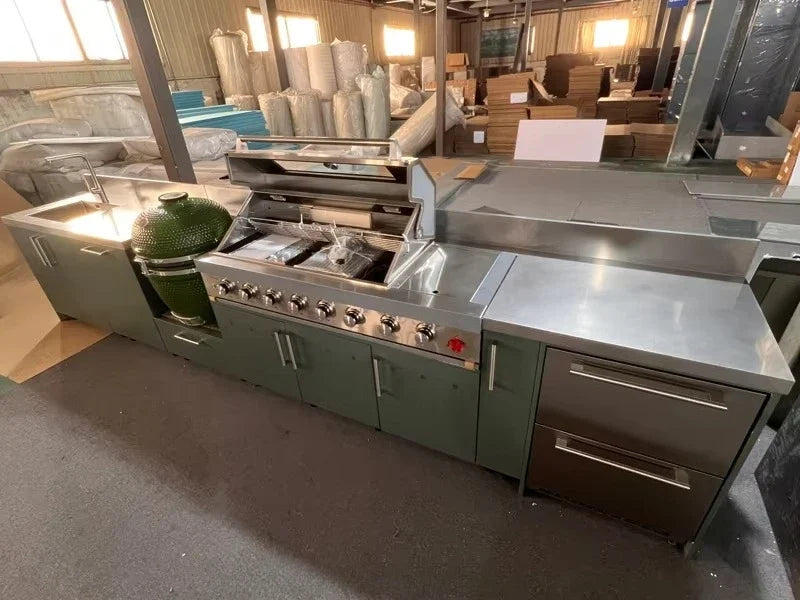 Customized Modern Outdoor Kitchen Cabinet Set Multi Scene BBQ Grill For Garden Camping Open Air Cooking