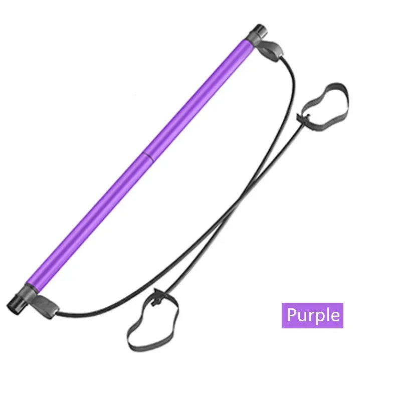 Barra portátil de Yoga Pilates con banda de resistencia para gimnasio en casa, barra tonificadora de músculos, fitness, estiramientos, ejercicio y entrenamiento corporal