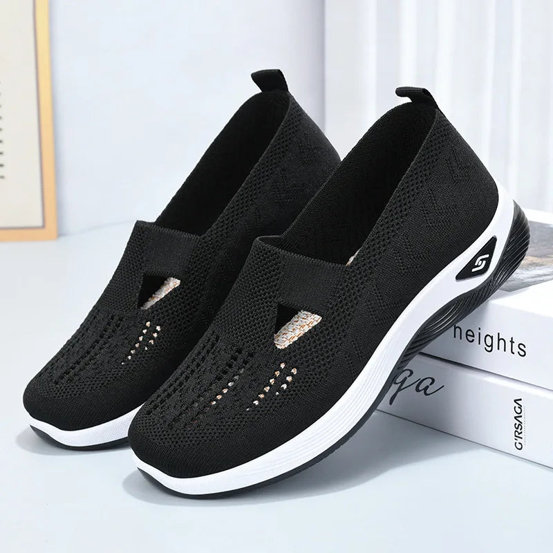 2025 Spring Women's Sports Shoes Mesh Fashionable Breathable Lightweight Non-slip Wear-resistant Casual Sports Shoes Flat Shoes