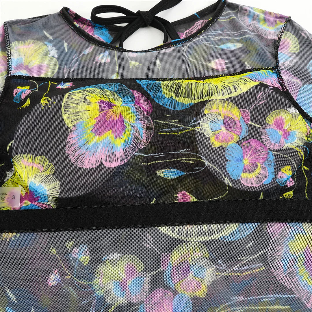 S - XXL 3PCS New Printed Long Sleeve With Pants Sarong Women Swimwear One Piece Swimsuit Female Bather Bathing Suit Swim K7180