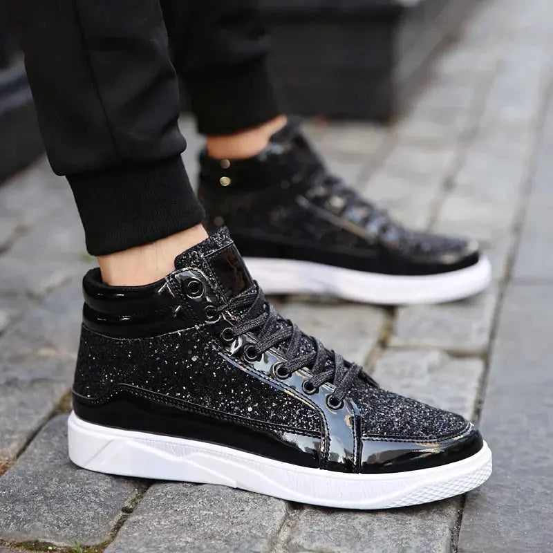 Hip Hop Inspired High Top Sneakers with Mirrors