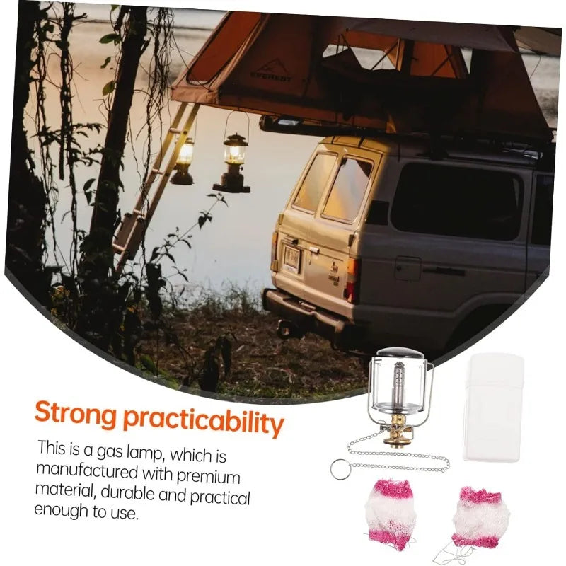 Camping Light Tent Lamp Portable Petrol Lantern Garden Glass Lamp Bright Camping Equipment Copper for Outdoor Fishing Picnic