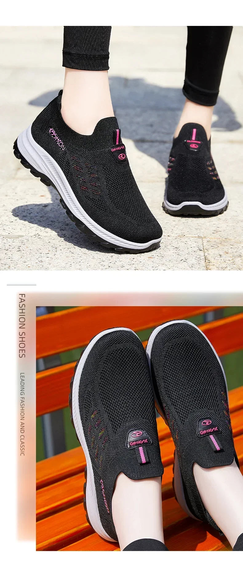 Women Vulcanized Shoes  High Quality Breathable Mesh Women Sneakers Soft Slip On Flats Shoes Women Loafers Walking Flat