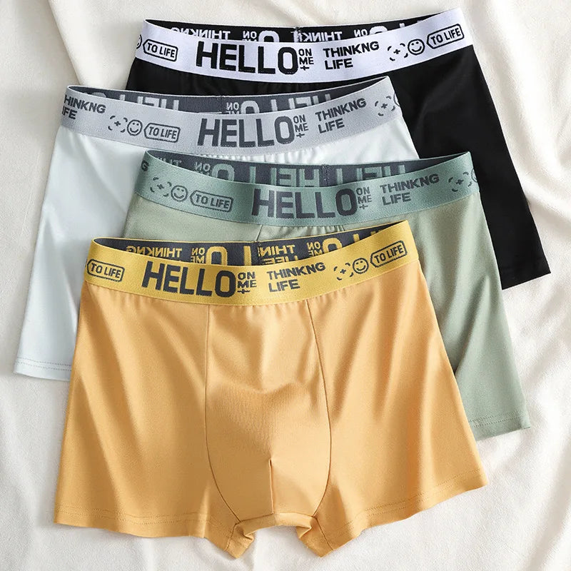 Men's Mid-Waist Thin Briefs Breathable Comfortable Large Size Sports Boxer Shorts Youth Flat Briefs Underwear Polyester Fiber