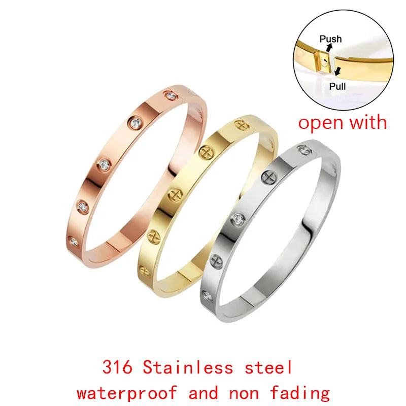 New Design Gold Color Zircon and Cross Nut Nail Bracelet Gold & Bangle