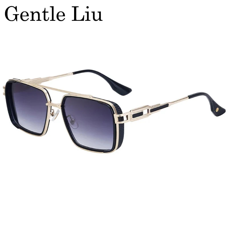 Steampunk Classic Square Sunglasses Men 2026 Luxury Brand Punk Metal Double Beam Sun Glasses For Male UV400 Punk Driving Eyewear