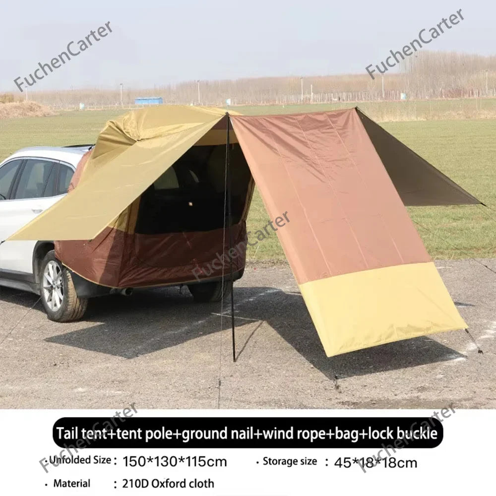 Outdoor Car Camping Tent Portable SUV Rear Trunk Tent 3-Sided Extended Tailgate Shade Shelter Vehicle Rear Waterproof Shelter