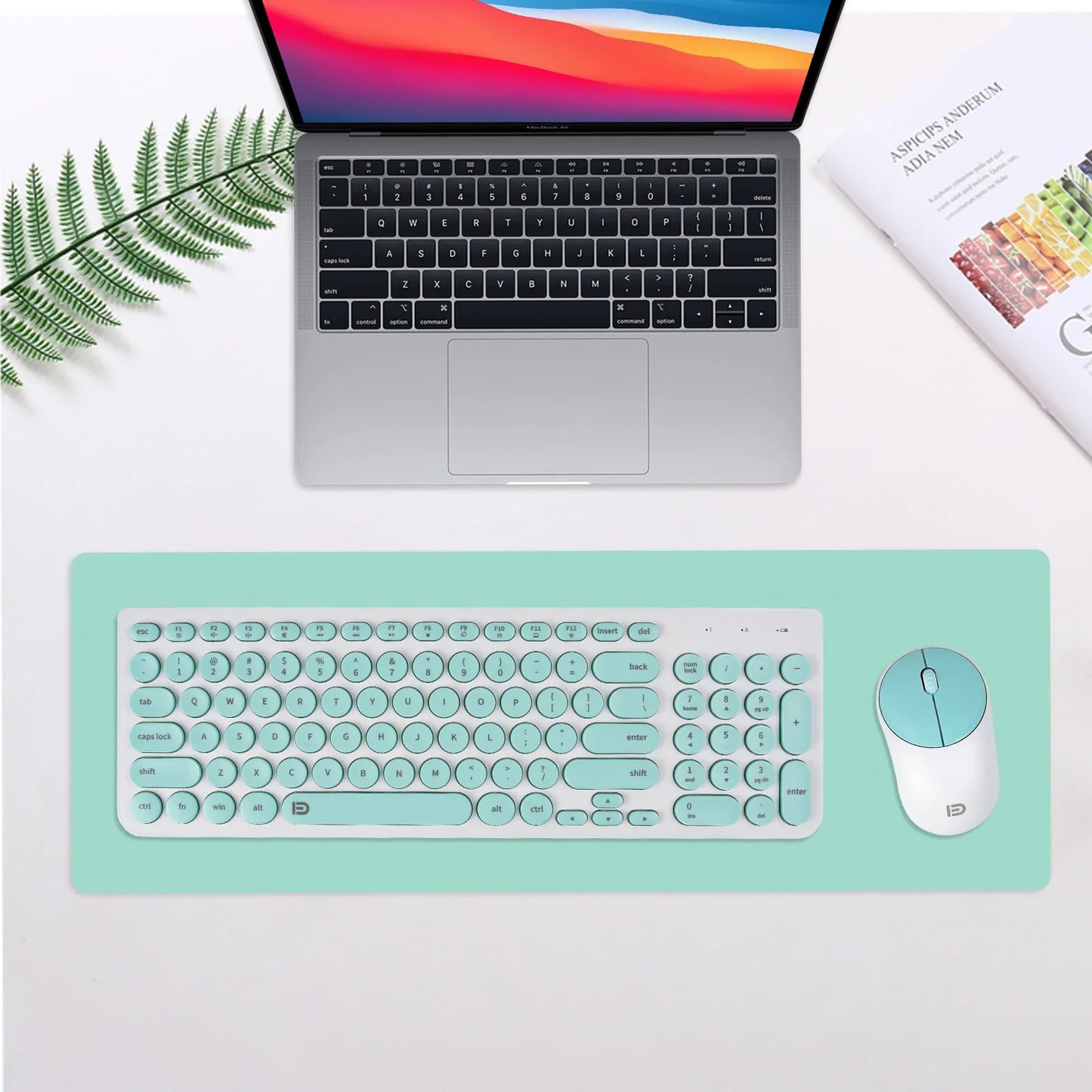 1 Set of 2.4G Wireless Keyboard and Mouse, Portable 95-key Multimedia key Office Mouse Kits, Silent Round Keyheads keyboard Mice