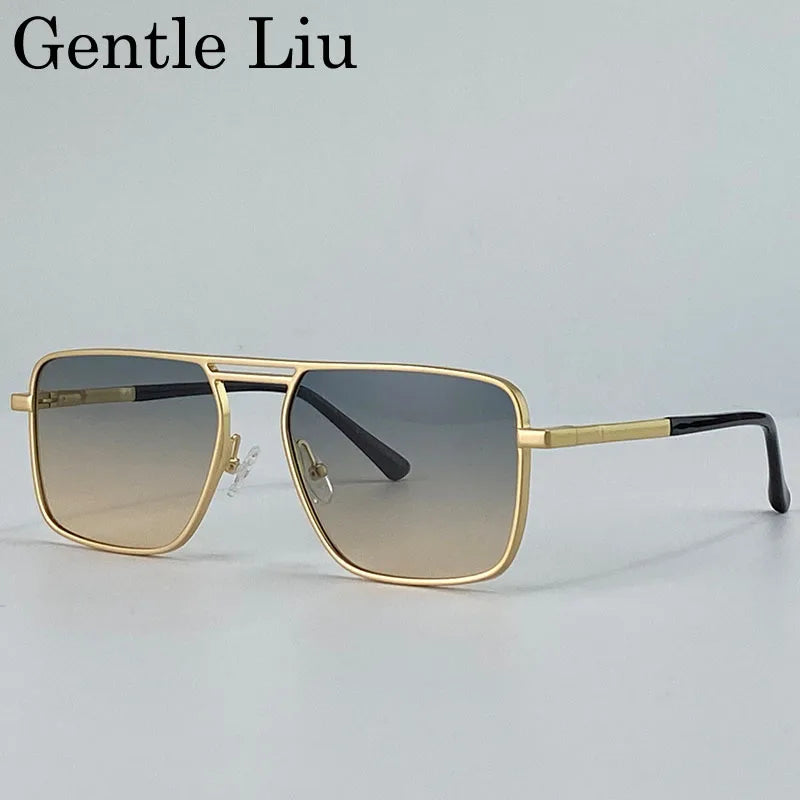 Oversized Square Punk Sunglasses Men 2026 Luxury Brand Retro Double Beam Sun Glasses For Male Steampunk Driving Eyewear UV400