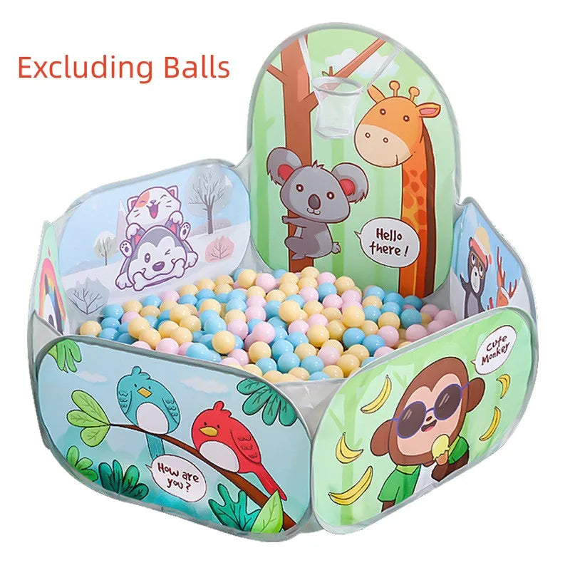 120cm Kids Playpen Playground Baby Tent Ball Pool with Basketball Hoop