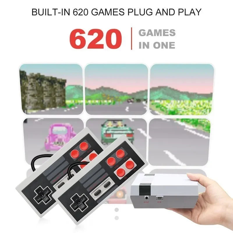Handheld Family Recreation Video Console AV Output Retro Built-in 620 Classic Games Dual Gamepad Gaming Player Toys Holiday Gif