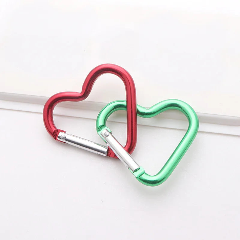1 Pcs Heart-Shaped Aluminum Carabiner Key Chain Clip Outdoor Keyring