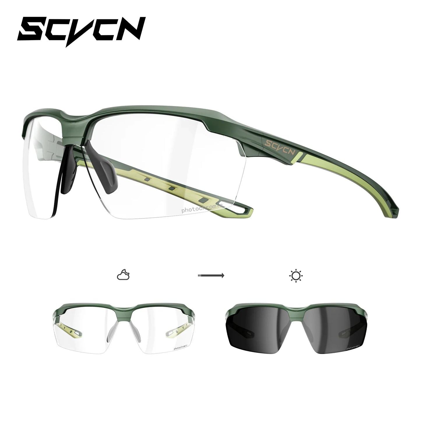 SCVCN Photochromic Cycling Sunglasses Marathon Running Glasses Men Outdoor Sports Women Driving Bicycle Bike Eyewear New