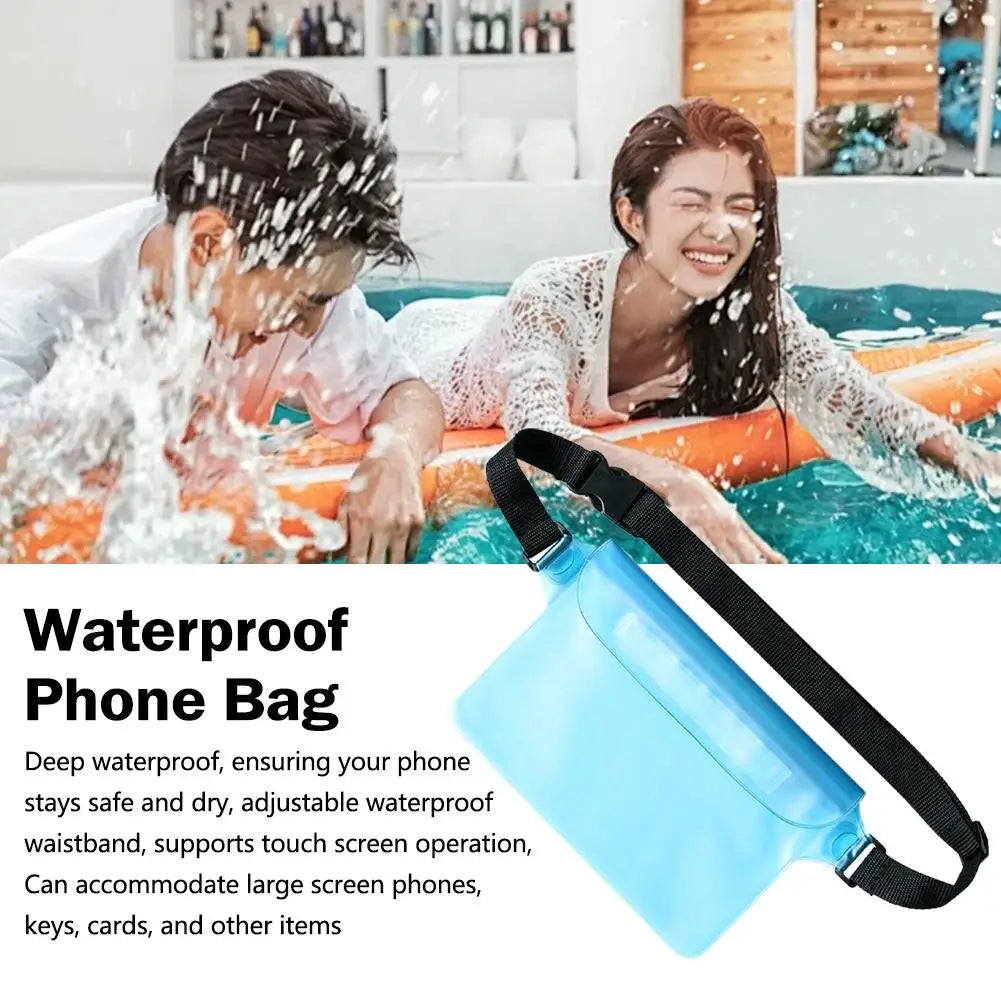 Swimming Waterproof Waist Bag Pack PVC Triple Sealed Beach Phone Case Outdoor Water Parties Watersports Drifting Diving Dry Bag