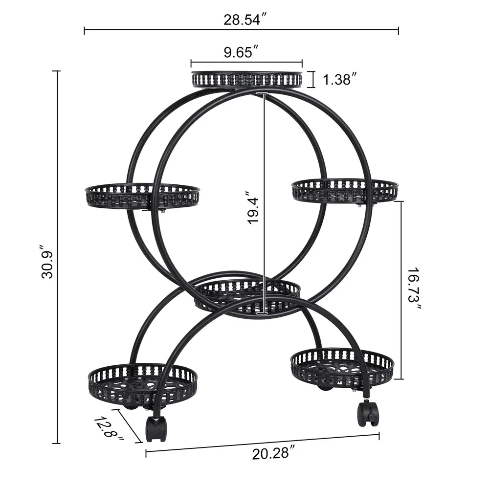 Heavy Duty Metal Plant Stand with Lockable Wheels Garden Cart Flower Pots Holder for Indoor Outdoor Use