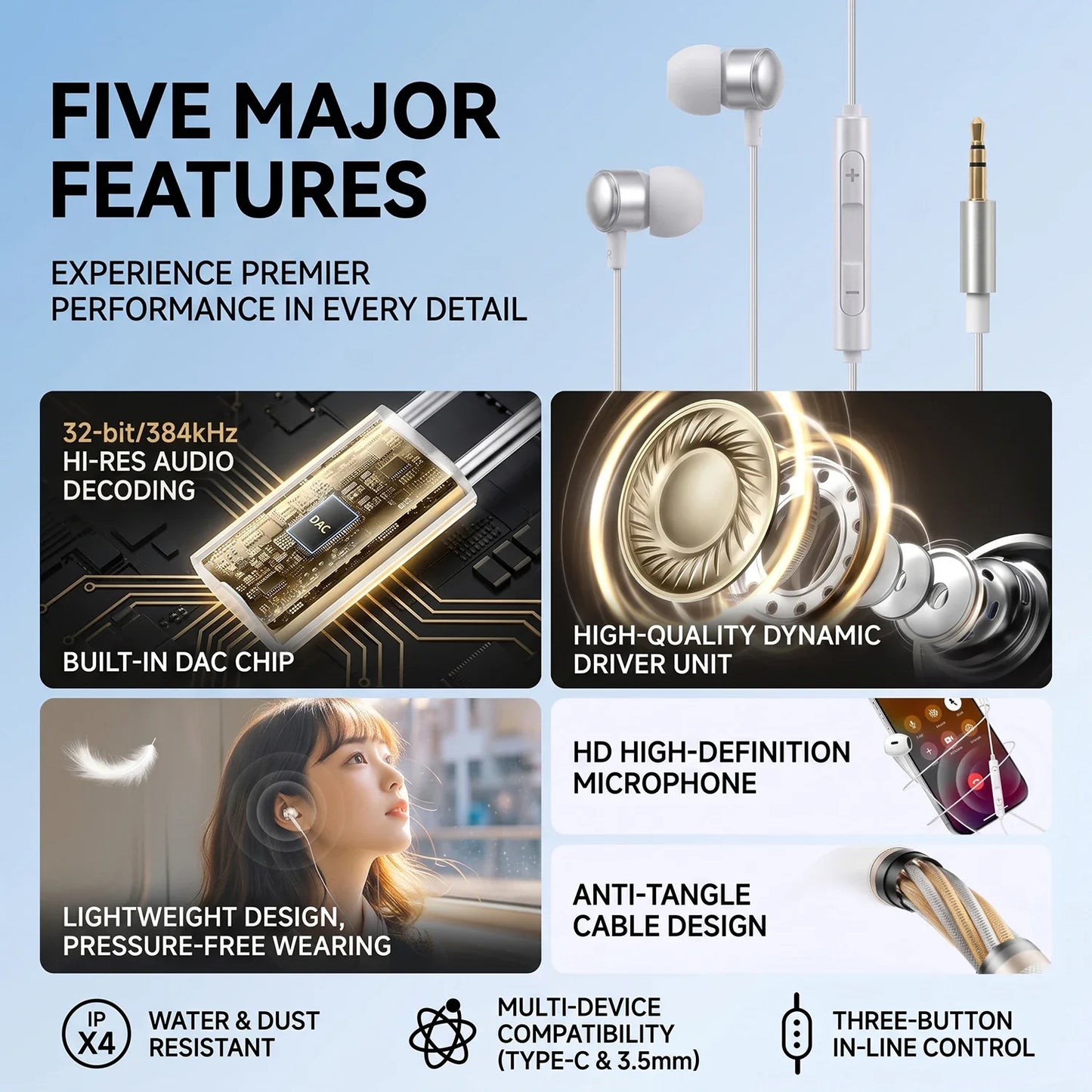 Type C Headphones For Samsung Galaxy S26 S25 S24 S23 Ultra Wired Earphones A57 A56 A55 A35 Z Fold 5G 3.5mm Jack Earbuds Headsets