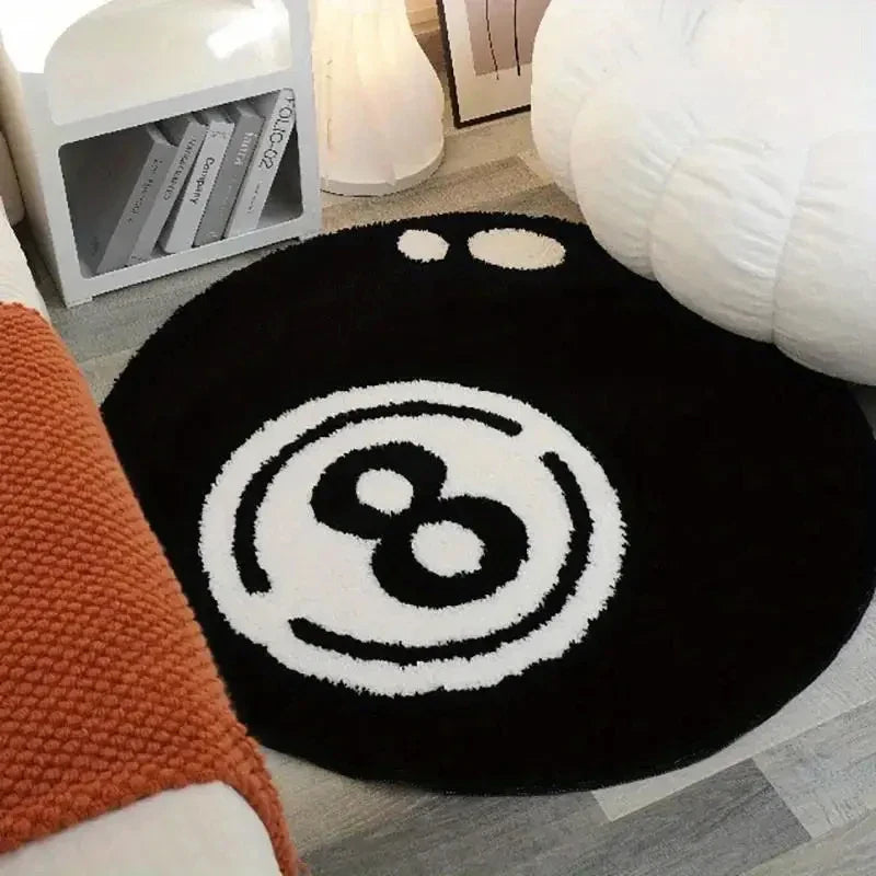 VIKAMA Black 8-Piece Billiards Carpet - Soft Fuzzy Living Room Floor Mat - Bedside Rug For Bedroom - Ideal For Soft Home Decor