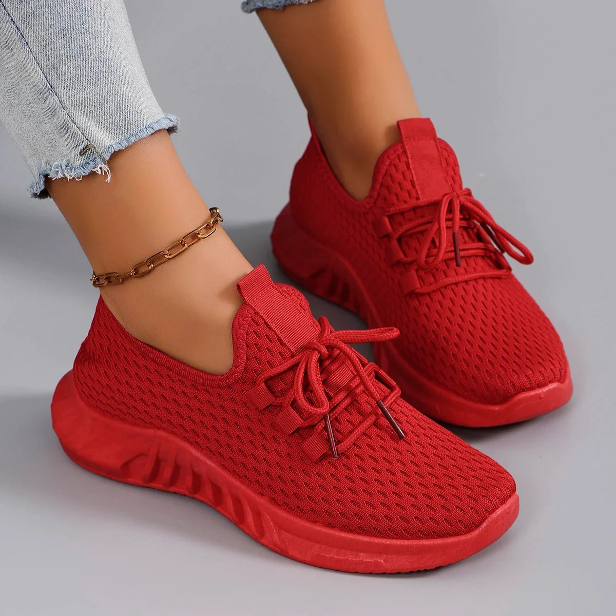 Spring new women's sports shoes, fashionable, breathable, lightweight, non-slip, wear-resistant, casual sports shoes, flat shoes
