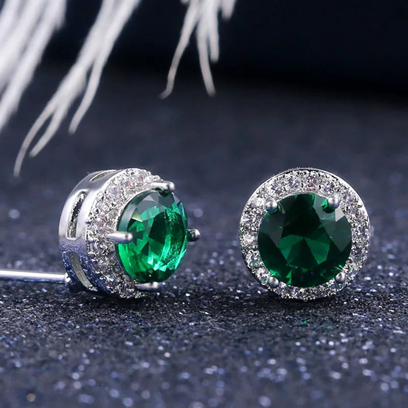 Huitan AAA CZ Stud Earrings for Women | Romantic Elegant Cubic Zirconia Jewelry in 7 Colors