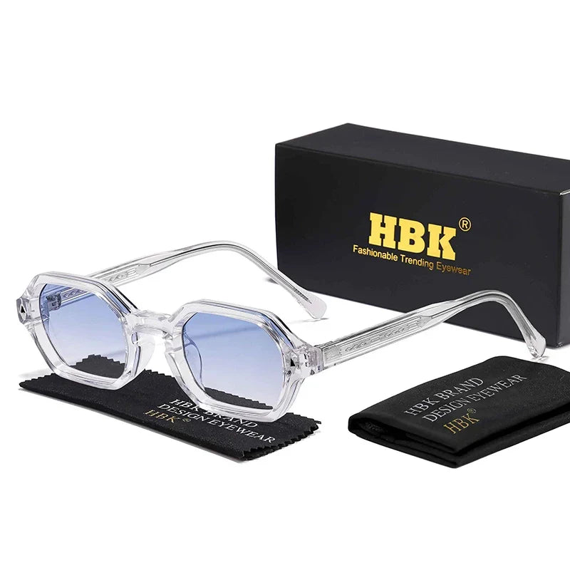 HBK Fashion Retro Polygon Men Sunglasses Small Frame Cupronickel Core Insert Leg Sun Glasses Outdoor Party Vacation Travel