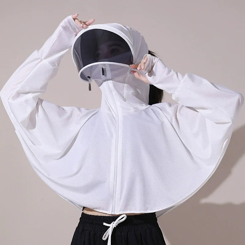 Summer Sun-protective Women's Clothing Breathable Smock Ice Silk Thin UV Protection Ladies Cloak & Cape For Women