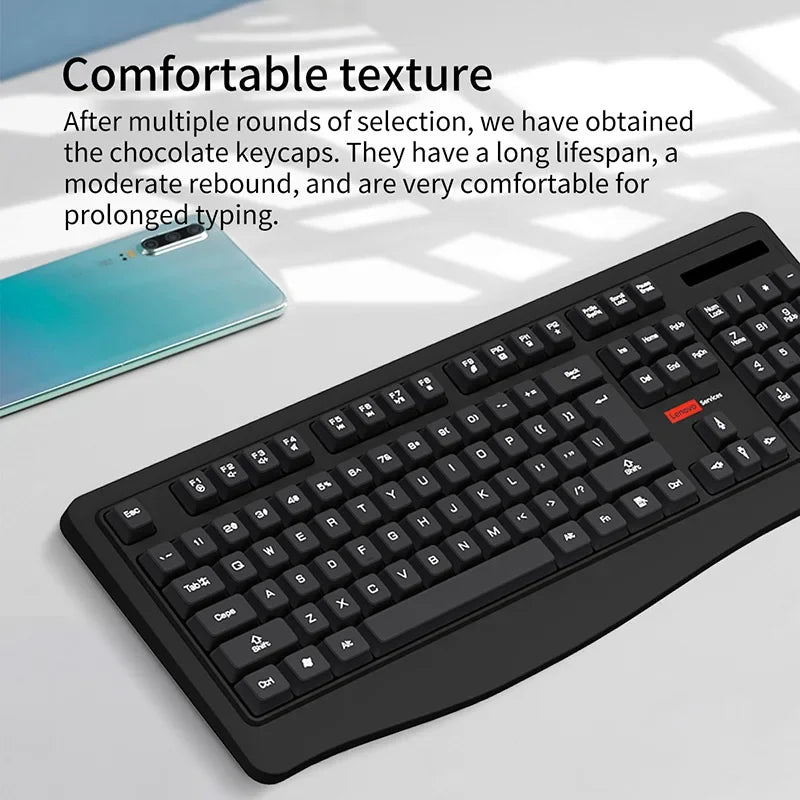 Lenovo Wireless Keyboard and Mouse Combo Full-Size 104 Key Quiet Office Set with Silent Click Compact USB Receiver for Pc Laptop