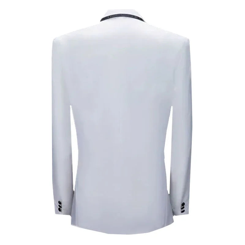 (jacket+pants) Men Fashion Wedding Banquet Party Flower Suits Singer
