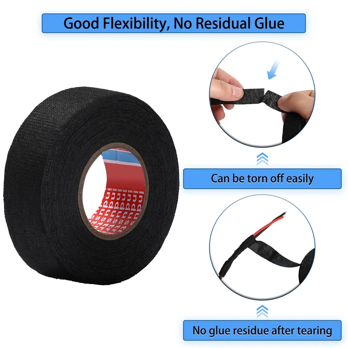 High Temperature Wire Harness Cloth Tape Automotive Cable Loom Heatproof Fabric Adhesive Tape for Engine Electrical Insulation