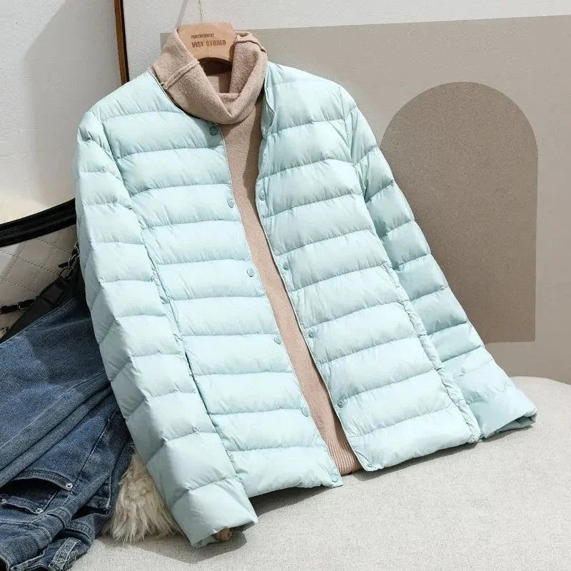Women White Duck Down Slim Jackets 2025 New Arrivals Autumn Winter Warm Female Fashion Ultra Lightweight Packable Puffer Coats